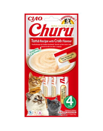 INABA Churu Cat Treat Tuna&Crab Aliments humides au thon et au crabe 4x14g
