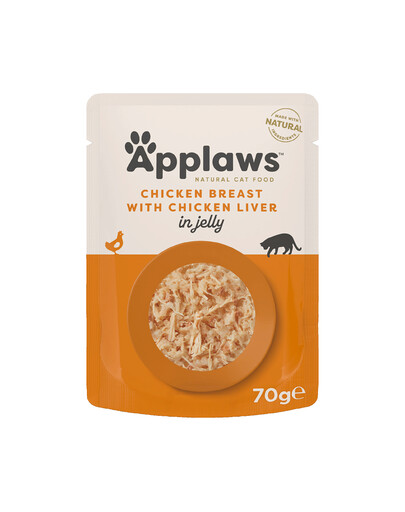 APPLAWS Cat Pouch - Nourriture humide foie et blanc de Poulet en gelée - 70 g