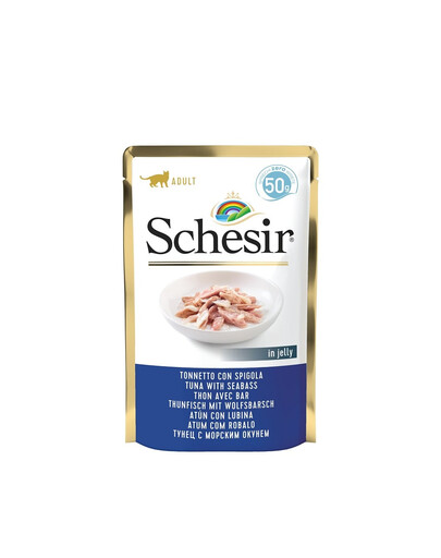 SCHESIR Aliment complémentaire pour chats au thon et au bar 50 g