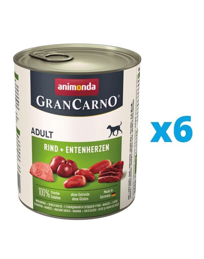 ANIMONDA GranCarno boeuf et coeurs de canard 6 x 800 g