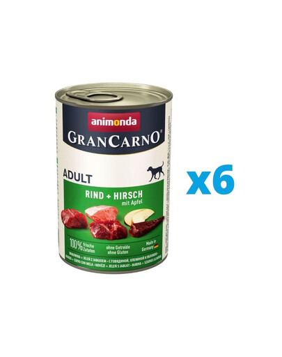 ANIMONDA GranCarno Adult Aliment humide avec bœuf, cerf et pomme pour chiens 6x400 g