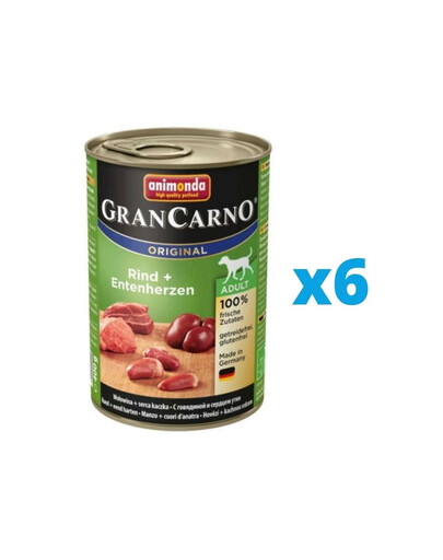 ANIMONDA GranCarno Ensemble de cœurs de bœuf et de canard 6 x 400 g