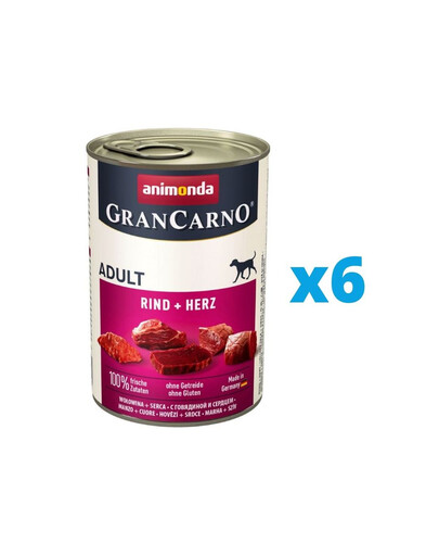 ANIMONDA GranCarno Set avec bœuf et cœurs 6 x 400 g