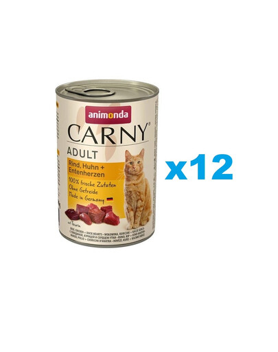 ANIMONDA Carny Adult boeuf poulet coeurs du canard 12 x 800 g