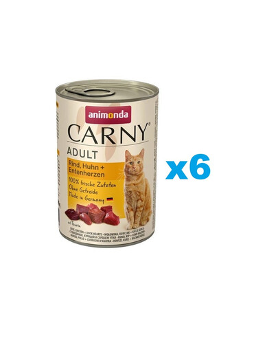 ANIMONDA Carny Adult Combinaison de coeurs de boeuf, de poulet et de canard 6 x 800 g
