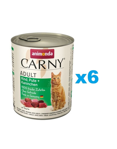 ANIMONDA Carny Adult Combinaison de bœuf, dinde et lapin 6 x 800 g
