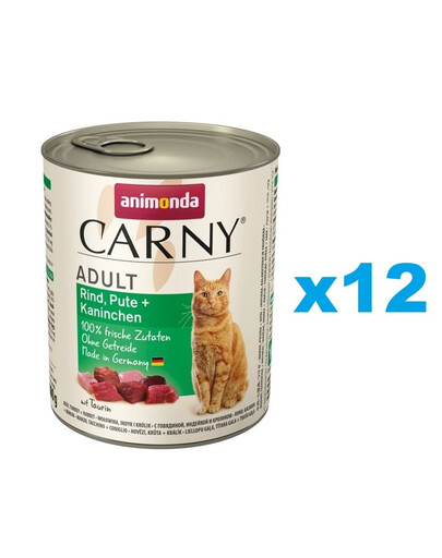 ANIMONDA Carny Adulte boeuf dinde et lapin 12 x 800 g