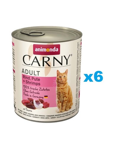 ANIMONDA Carny Adult Combinaison de bœuf, dinde et crevettes 6 x 800 g