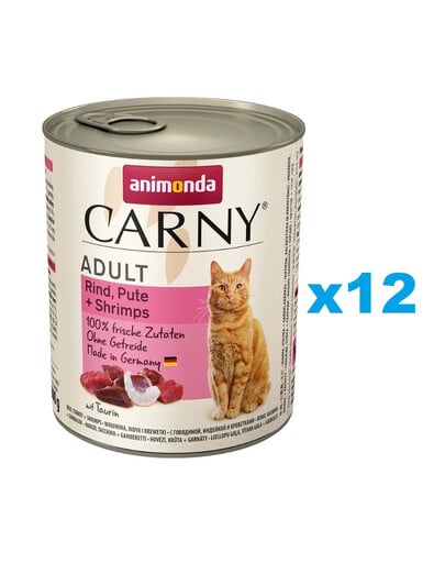 ANIMONDA Carny Adult boeuf dinde et crevettes 12 x 800 g