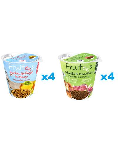BOSCH Fruitees Volaille et mangue + Cerfs et airelles dresseurs de chiens 8 x 200 g