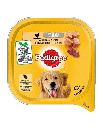 PEDIGREE Adult - barquette de nourriture humide pour chiens à la mousse de poulet et huile de poisson - 10x300 g
