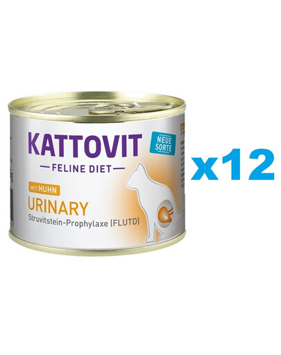 KATTOVIT Feline Diet Urinary Nourriture humide au poulet pour les chats ayant des problèmes urinaires 12x185 g