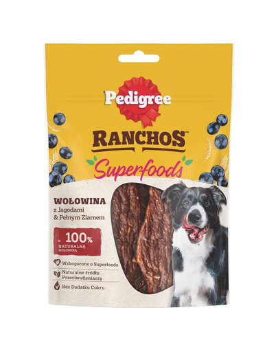 PEDIGREE Ranchos Superfoods avec du bœuf, des baies et des céréales complètes 70g
