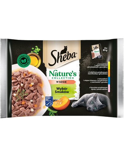 SHEBA Nature’s Collection Une sélection de saveurs aliment complet humide pour chats adultes en sauce 52x85g