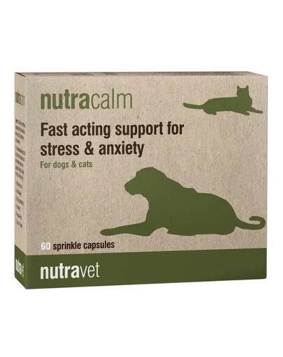 NUTRAVET Nutracalm 60 gélules contre le stress et l'anxiété pour chiens et chats