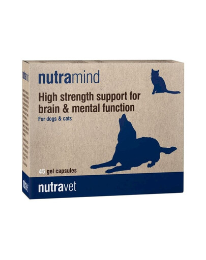 NUTRAVET Nutramind 45 gélules pour soutenir le fonctionnement cérébral et l'apprentissage des chiens et des chats