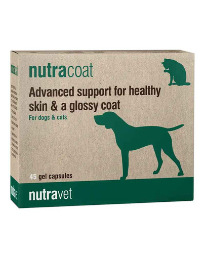 NUTRAVET Nutracoat 45 gélules pour une peau et un pelage sains chez les chiens et les chats