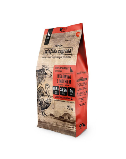 WIEJSKA ZAGRODA - Boeuf avec croustillants de dinde pour chiens de petite race - S 20kg