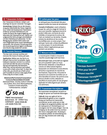 TRIXIE Lotion pour les yeux pour chiens, chats et autres petits animaux