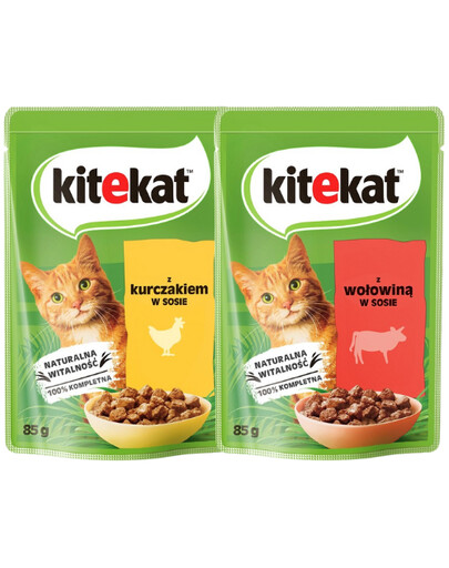 KITEKAT Mélange de saveurs en sauce Poulet et bœuf 56x85 g pour les chats adultes