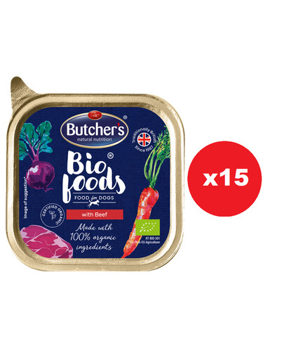 BUTCHER'S BIO foods beef 15x150 g dog pate