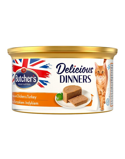 BUTCHER'S Classic Delicious Dinners pour Chats Mousse de poulet et de dinde 85 g