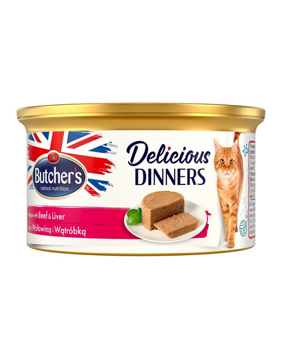 BUTCHER'S Classic Delicious Dinners Mousse pour Chats de de foie et de bœuf 85 g