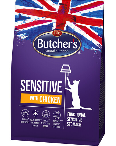 BUTCHER'S Functional Cat Sensitive pour chats sensibles avec du poulet 800 g