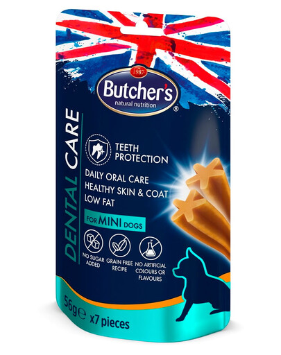 BUTCHER'S Dental Care for Mini Dogs - Friandises dentaires pour chiens de races miniatures - 56g