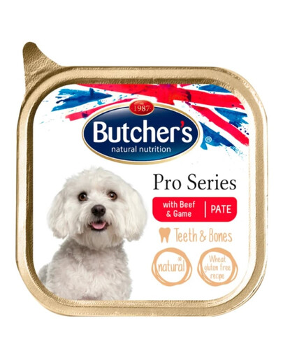 BUTCHER'S Pro Series Teeth&Bones pâtée de bœuf et de cerf 150 g