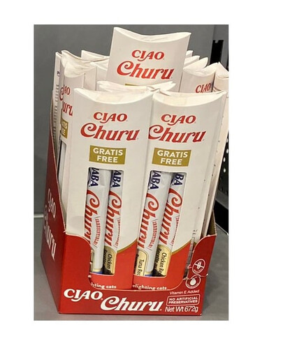 INABA CIAO Churu Cream - Une friandise sous forme de pâte crémeuse au thon et poulet pour chats - 2 x 14 g