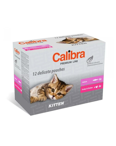 CALIBRA Cat Premium Line Kitten Multipack - des sachets pour chatons - 12x100 g