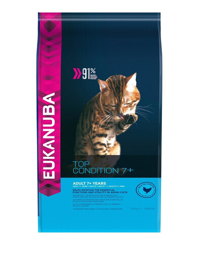 EUKANUBA Premium dry food Senior - Chat Sénior Toutes Races Top Condition Poulet & Foie - 10 kg