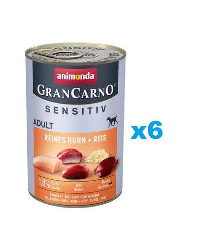 ANIMONDA GranCarno Sensitiv Pure Chicken&Rice poulet au riz pour chiens adultes sensibles 6x400 g
