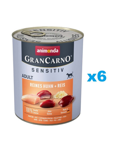 ANIMONDA GranCarno Sensitive Pure Chicken&Rice poulet et riz pour chiens adultes sensitives 6x800 g