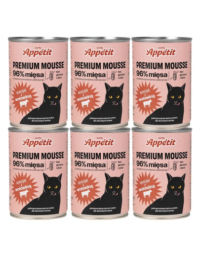 COMFY APPETIT PREMIUM Mousse de bœuf pour chats 6x400 g