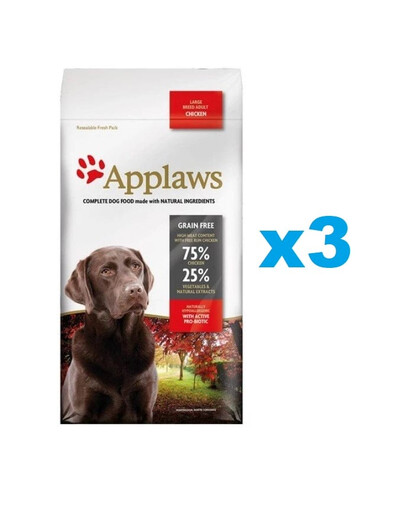 APPLAWS Dog Dry Adult - Poulet pour chiens de grandes races - 6 kg (3x2 kg)