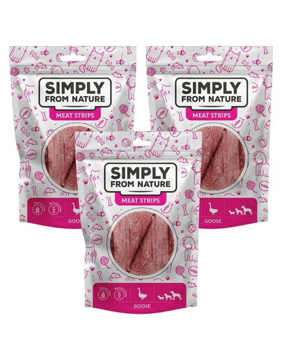 SIMPLY FROM NATURE Meat Strips - Bandes de viande d'oie pour chiens - 3x80 g