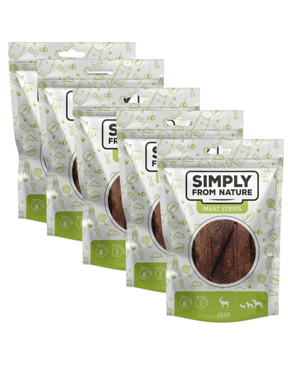 SIMPLY FROM NATURE Meat Strips - Bandes de viande de cerf pour chiens - 5x80 g