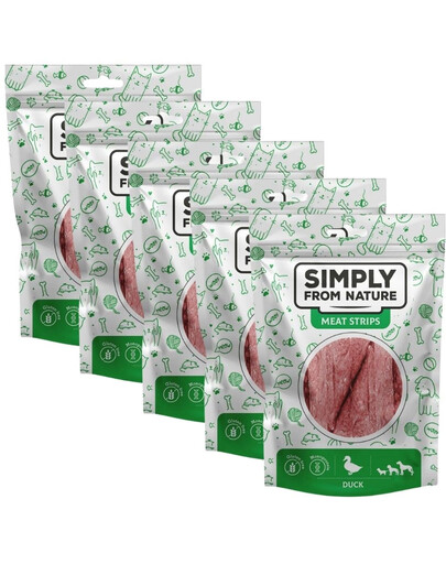 SIMPLY FROM NATURE Meat Strips - Bande de viande de canard pour chiens - 5x80 g