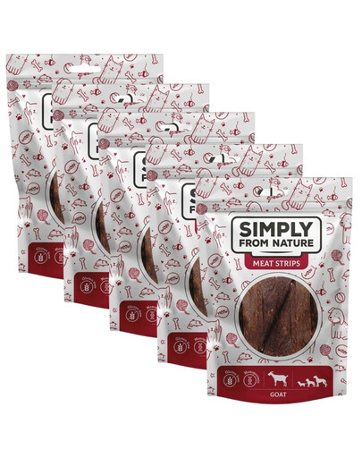 SIMPLY FROM NATURE Meat Strips - Bande de viande de chèvre pour chiens - 5x80 g