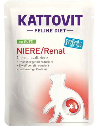 KATTOVIT Feline Diet Niere/Renal - viande de dinde pour soutenir la fonction rénale - 85 g