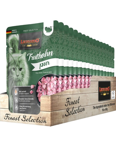 LEONARDO Finest Selection Dinde pour chats 16 x 85 g