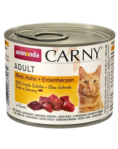 ANIMONDA Carny Adult Cœurs de bœuf, Poulet et Canard 200 g