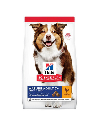 HILL'S Science Plan Canine Mature Adult Chicken New 14 kg pour chiens âgés + 2 boîtes de conserve et un spray Ajax OFFERTS