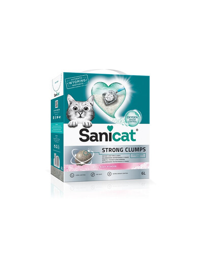 SANICAT Strong Clumps 10 l bentonite grit white Baby powder