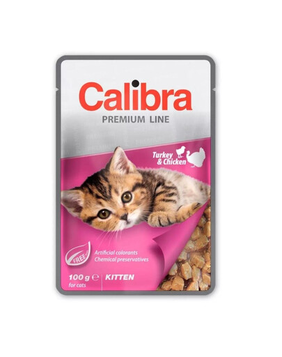 CALIBRA Cat Premium Line Kitten Turkey&Chicken - avec dinde et poulet pour chatons - 100 g
