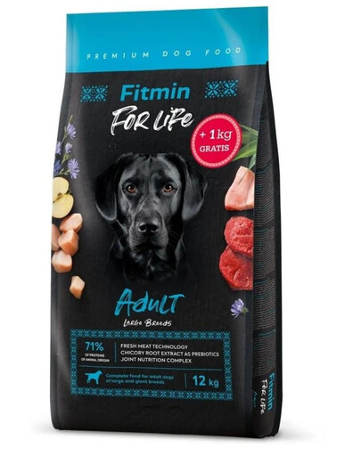 FITMIN Dog For Life Adult large breed - viandes fraîches pour chiens de grandes races - 12 KG + 1 kg