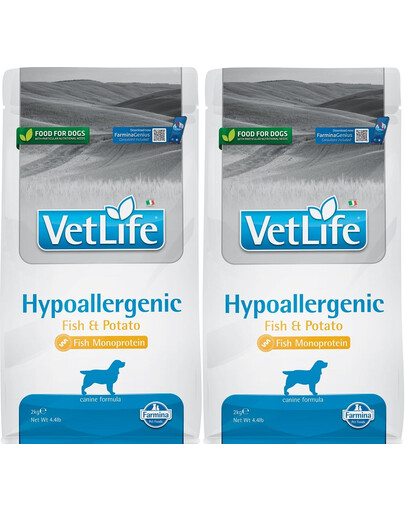FARMINA Vet life Hypoallergénique poisson&pomme de terre - nourriture pour chiens allergiques - 2x2 kg