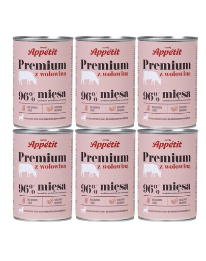 COMFY APPETIT Premium With Beef Aliments humides avec bœuf 6x400 g